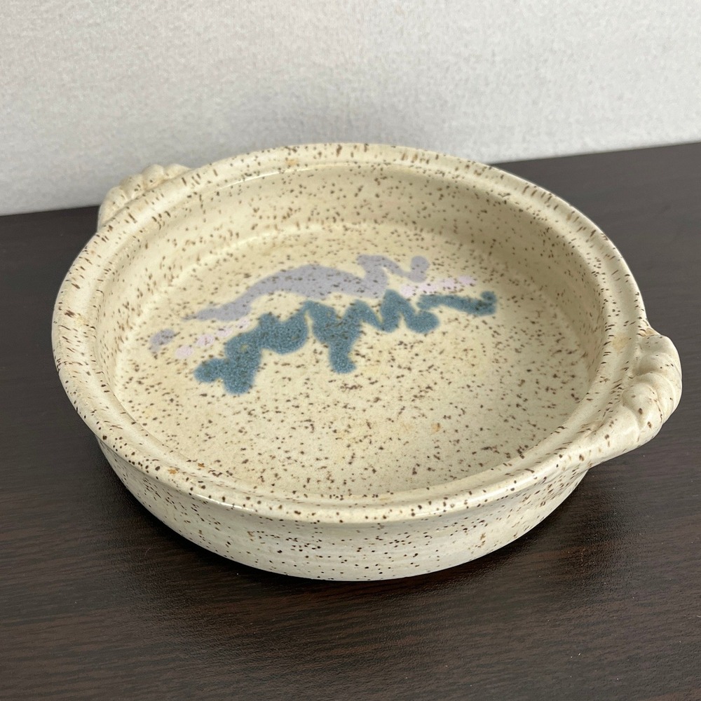 Studio Art Speckled Pottery Quiche Tart Dish with Handles
